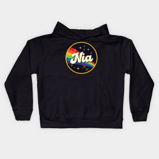 Nia // Rainbow In Space Vintage Style Kids Hoodie